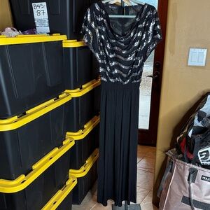 I.N. Studio Black and Silver Sequin Jumpsuit Size Medium